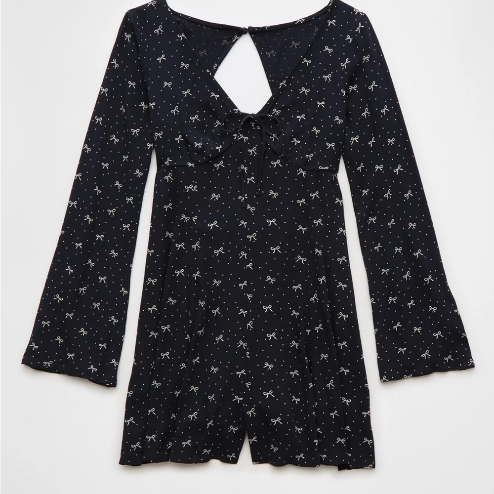American Eagle Elegant Black Bow Pattern Dress - image 3